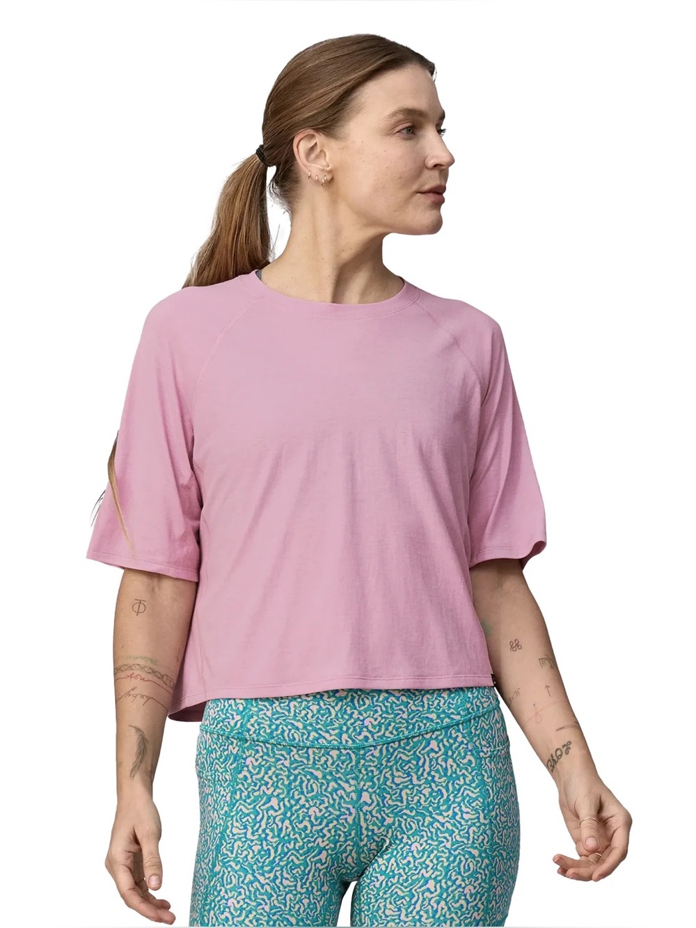 Patagonia Capilene Cool Trail Cropped Shirt Short Sleeve NWT Milkweed Mauve XXL